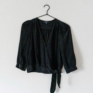 Madewell Black Tie Front Blouse XS